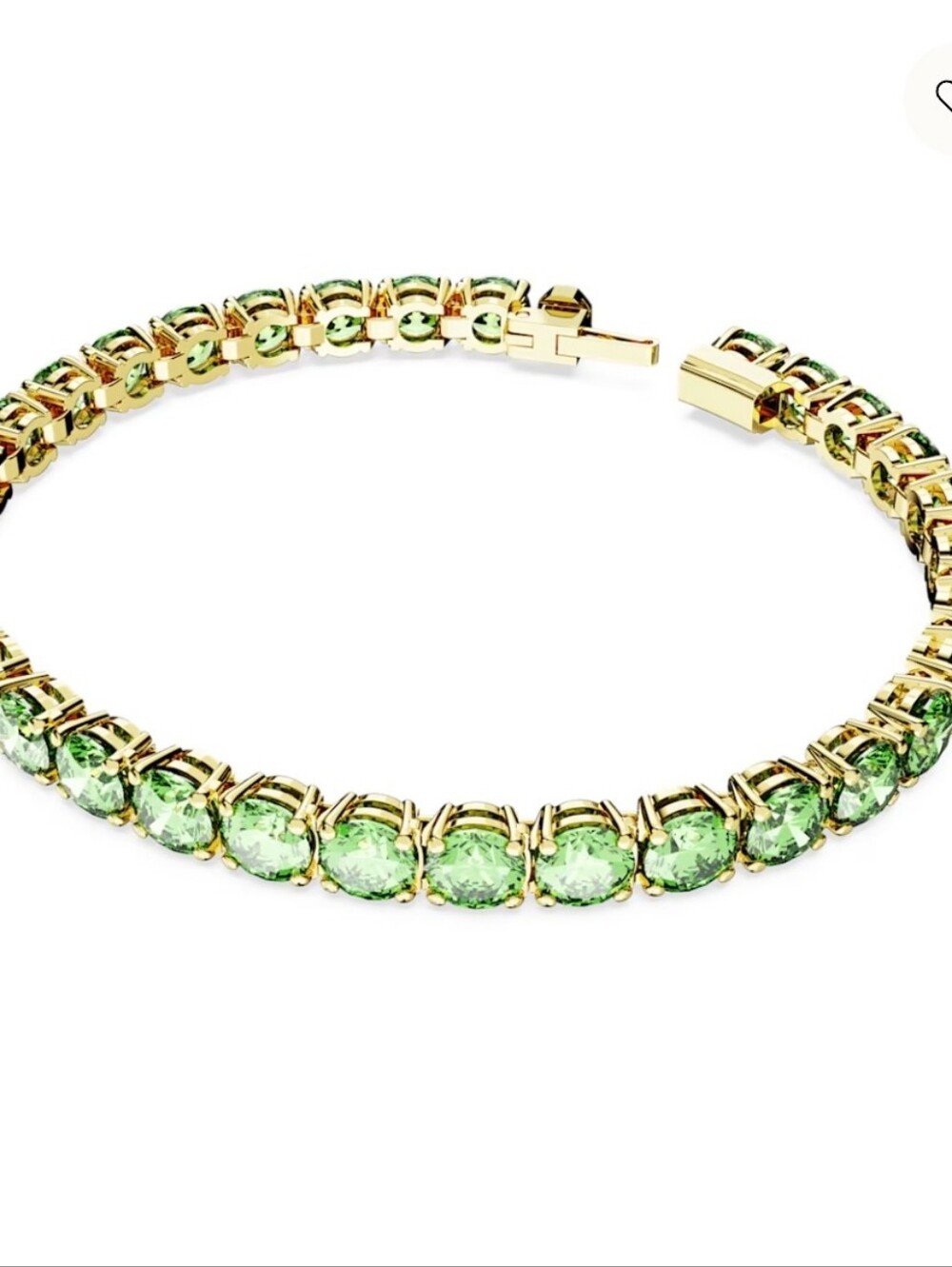 Swarovski Matrix Tennis BraceletRound Cut, Green, 18K Gold Finish - Picture 3 of 12